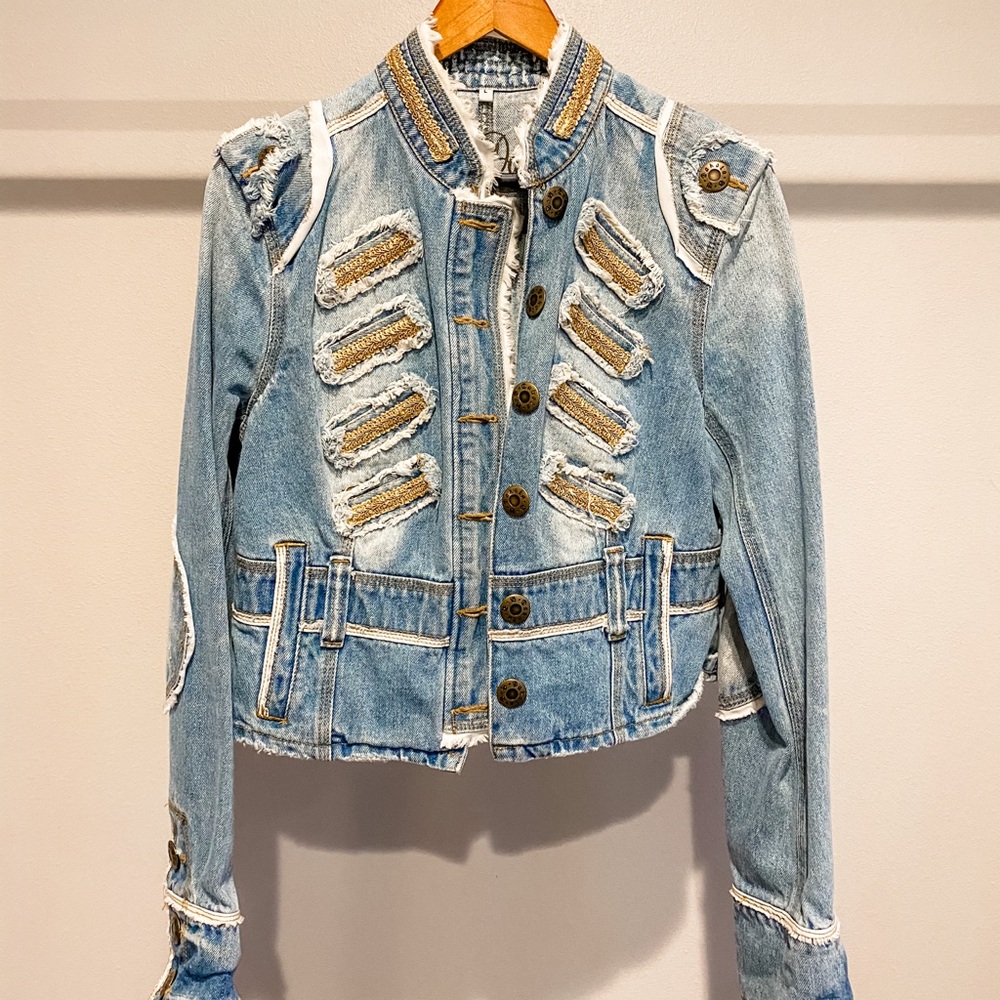 BB Dakota Military Distressed Denim Jacket